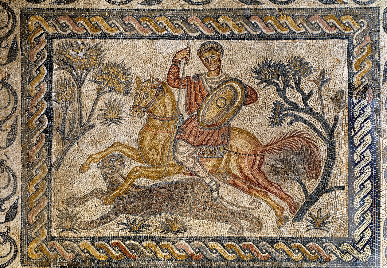 Scène de chasse au panthère - Mosaïque, 4ème siècle après J.-C. - Roman