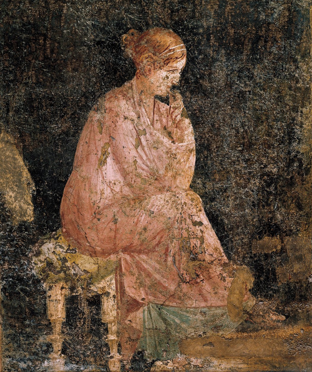 Femme assise, détail de la fresque de Pompéi - Roman