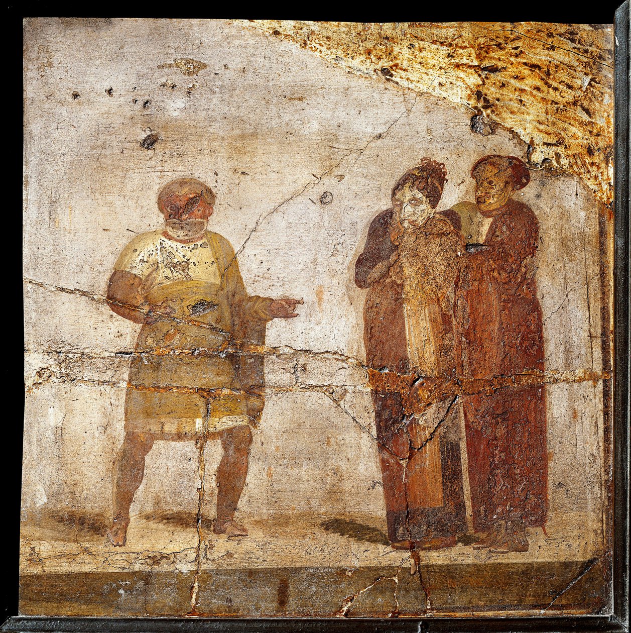 Scène de théâtre. Fresque du site de Pompéi - Roman