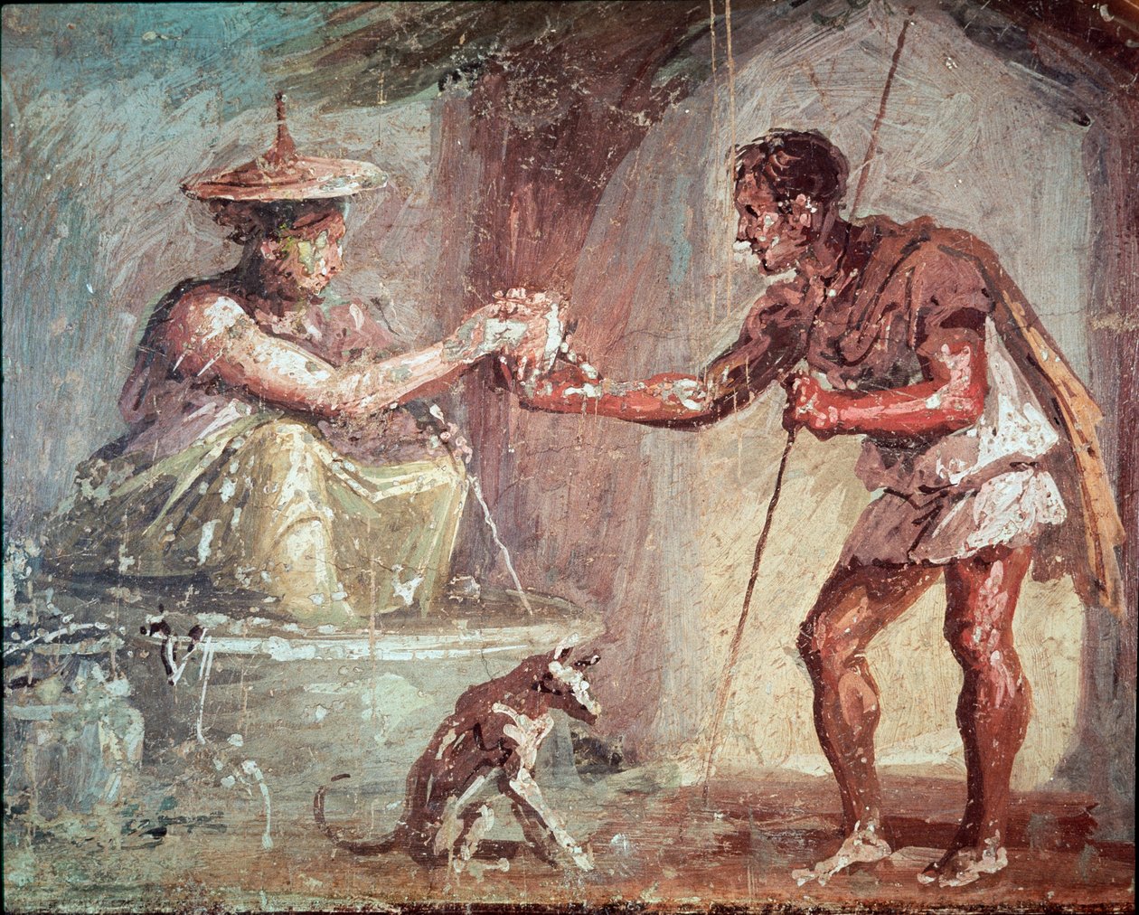 Une femme offre à boire à un vagabond - Roman