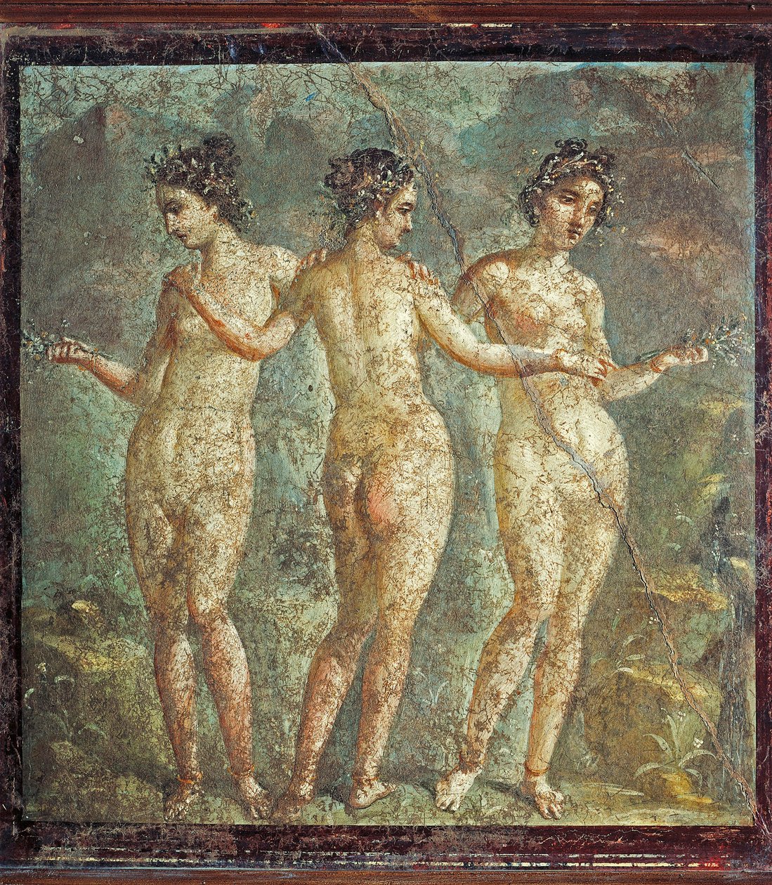 Fresque représentant les Trois Grâces, de Pompéi, Italie - Roman Roman