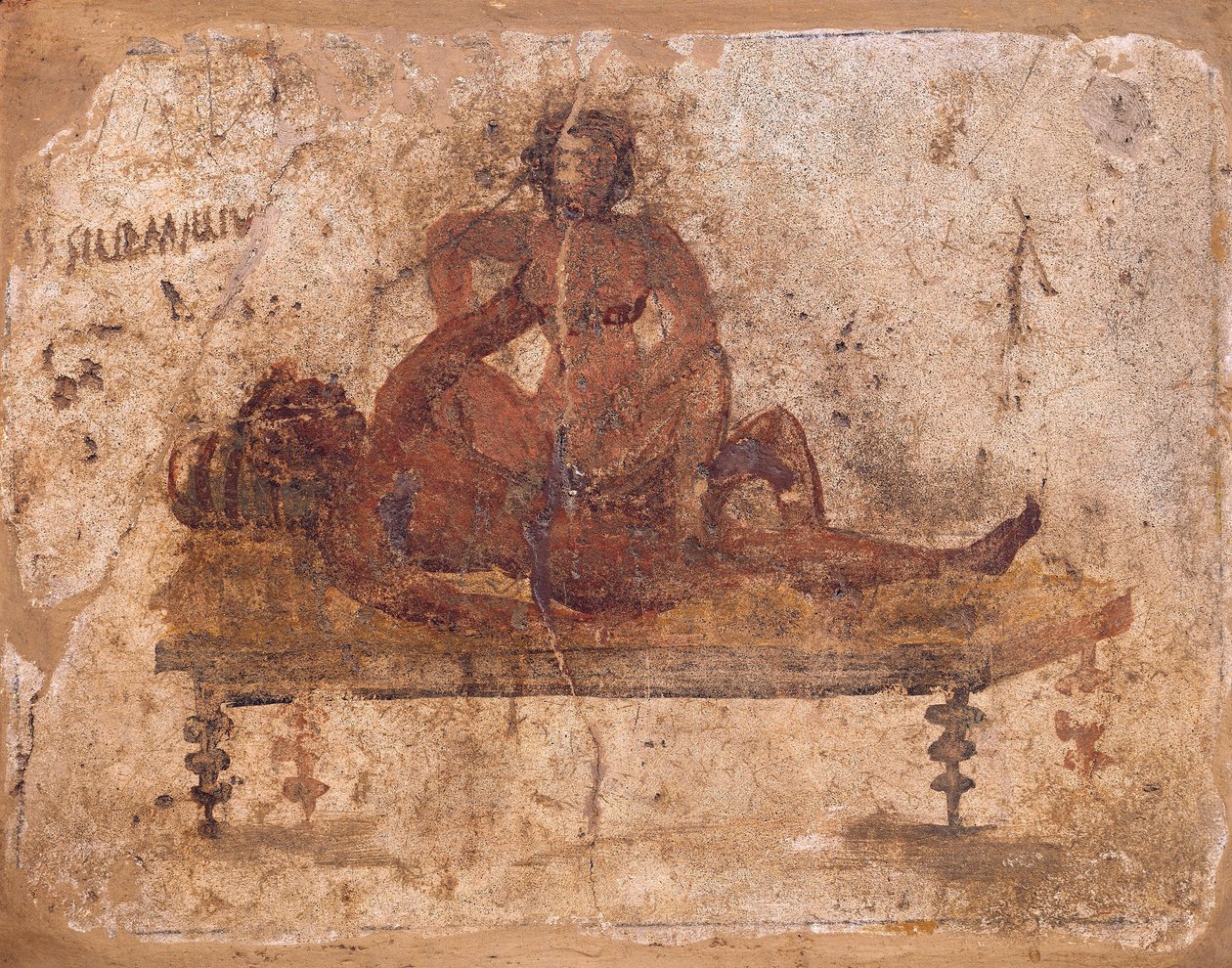 Fresque représentant un sujet érotique, de Pompéi, Italie - Roman Roman