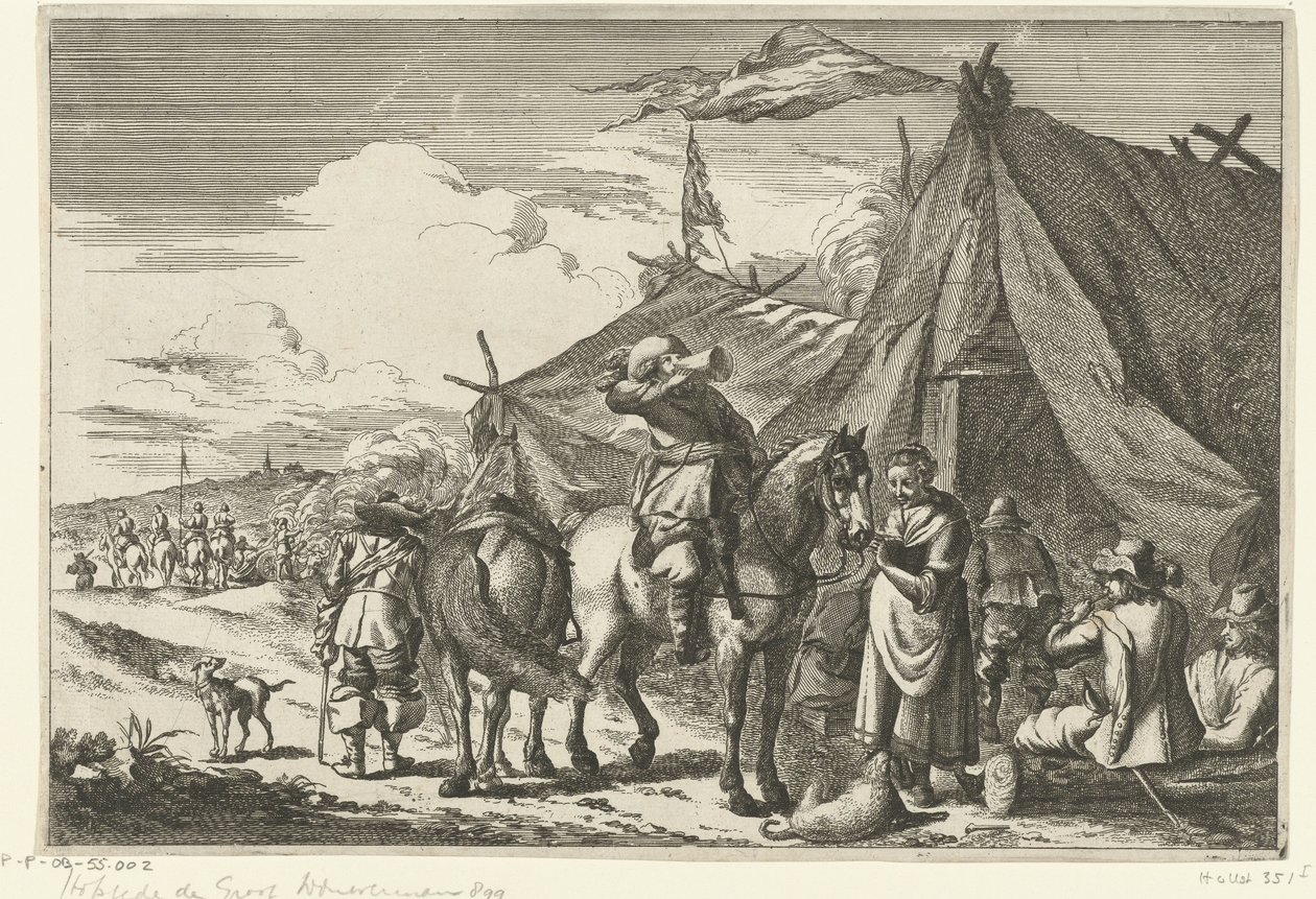 Cavaliers se reposant près de tentes - Romeyn de Hooghe (rejected attribution)