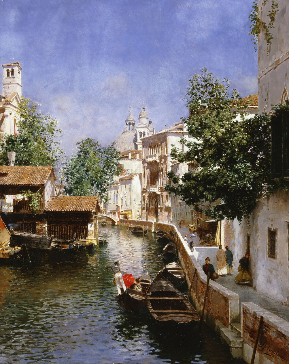 Une scène de canal vénitien - Rubens Santoro
