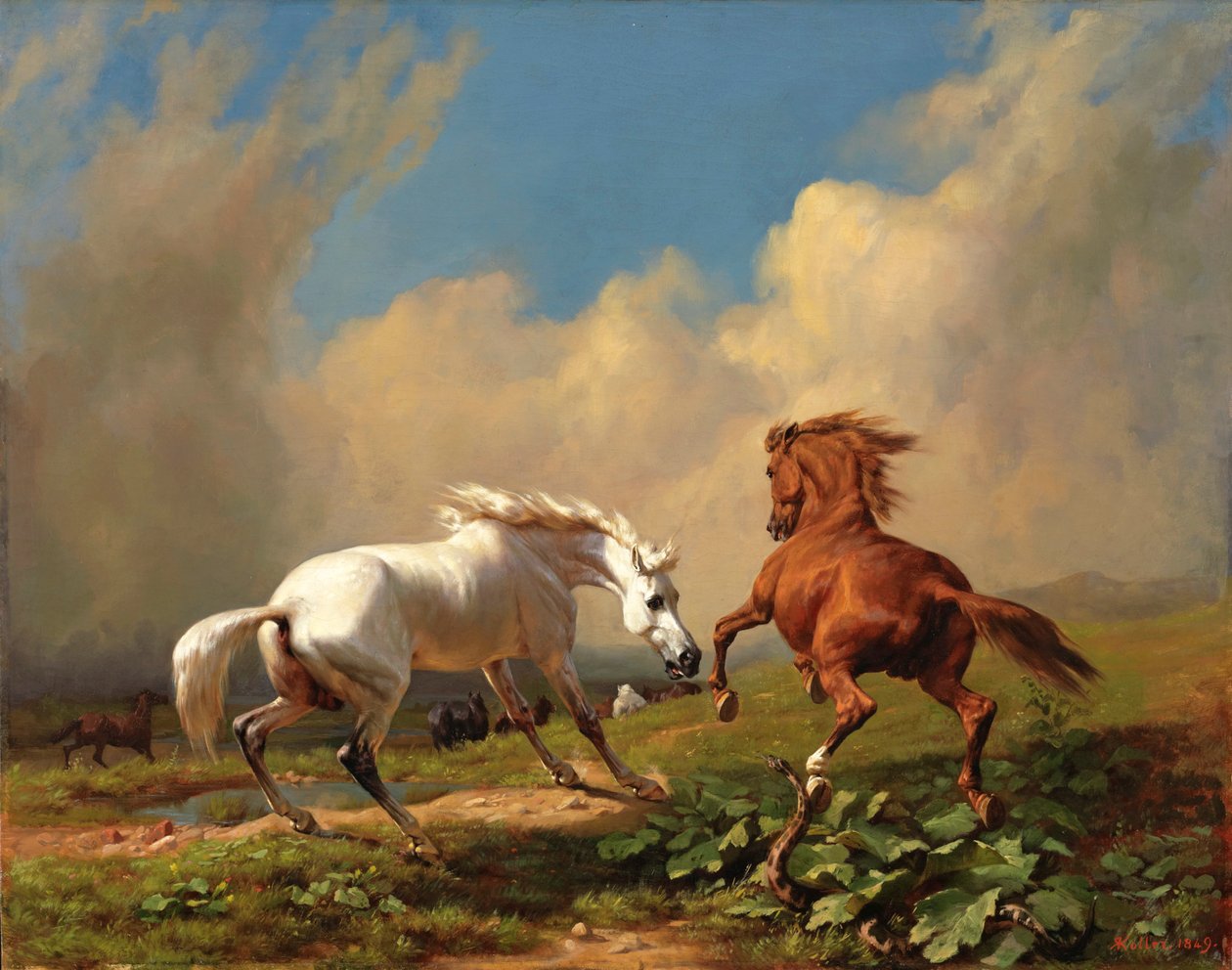 Chevaux effrayés par un orage imminent - Rudolf Koller