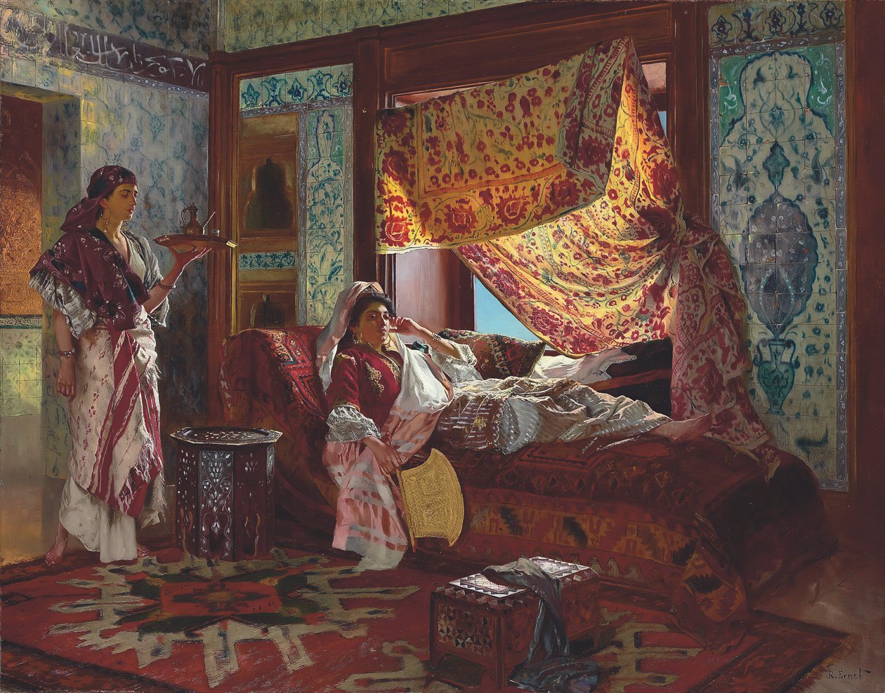 Prendre le thé dans le harem - Rudolf Ernst