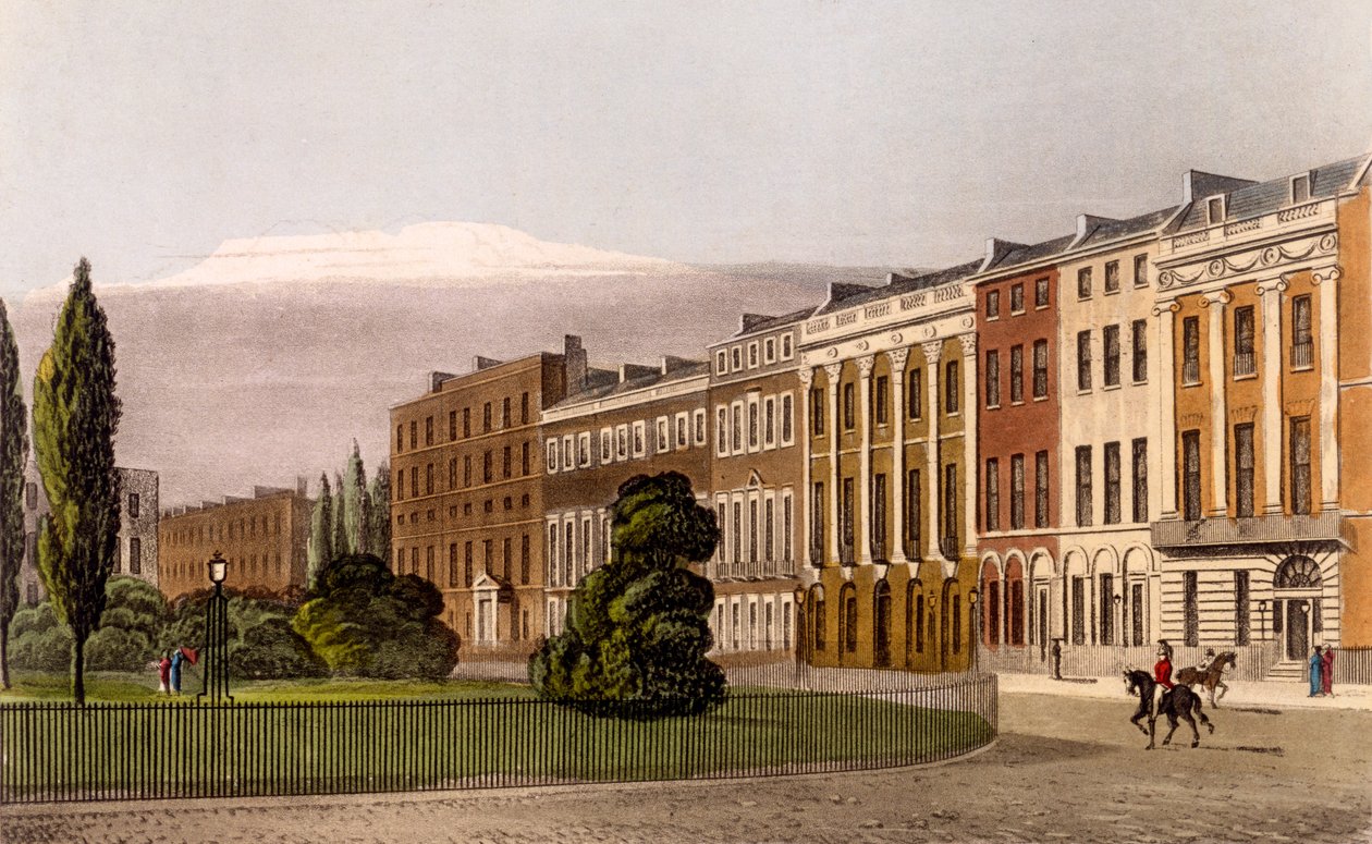 Vue de Portman Square, côté nord, 1816 - Rudolph Ackermann