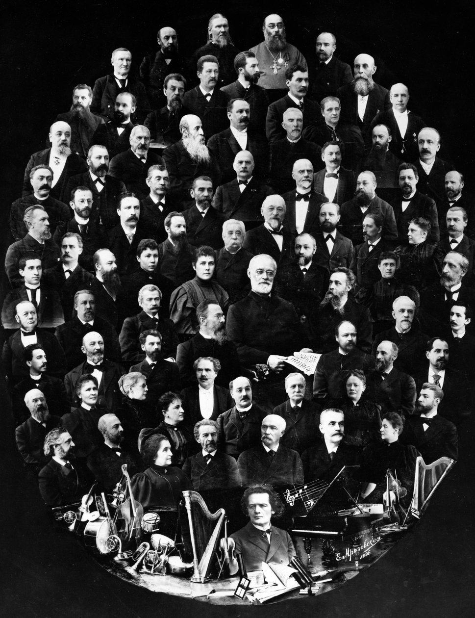 Un montage de portraits montrant des enseignants au Conservatoire de Saint-Pétersbourg, la plus ancienne académie musicale de Russie, 1896 - Russian Photographer