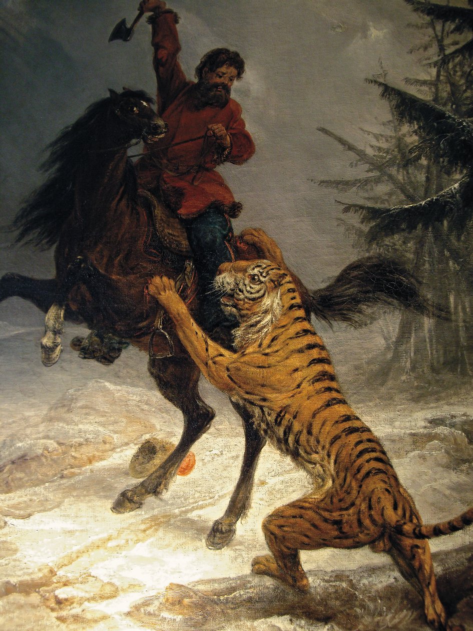 Tigre de Sibérie attaquant un cosaque - Russian School