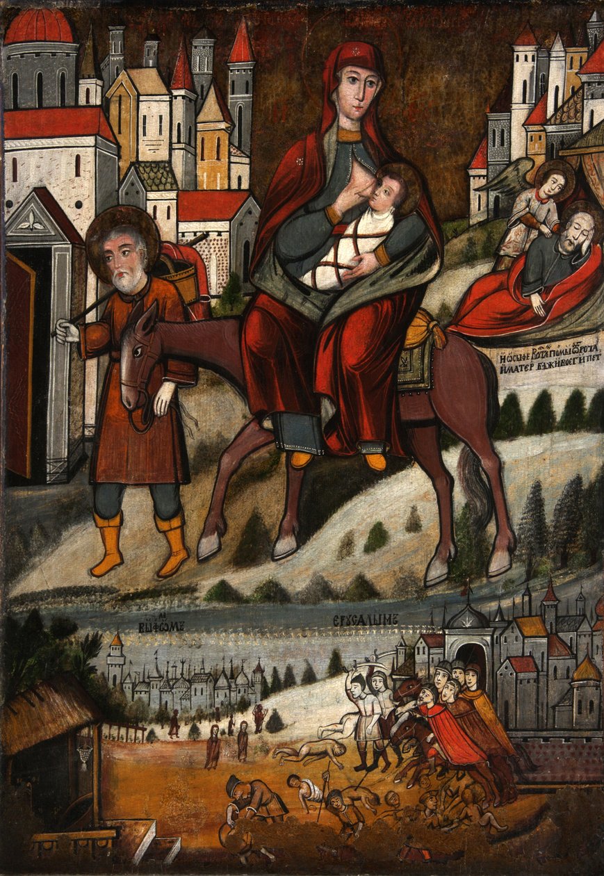 La Fuite en Égypte, début du 17ème siècle - Russian icon.