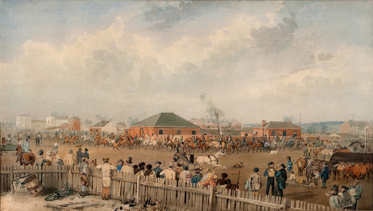 Expédition terrestre de Sturt quittant Adélaïde, 10 août 1844 - S. T. Gill