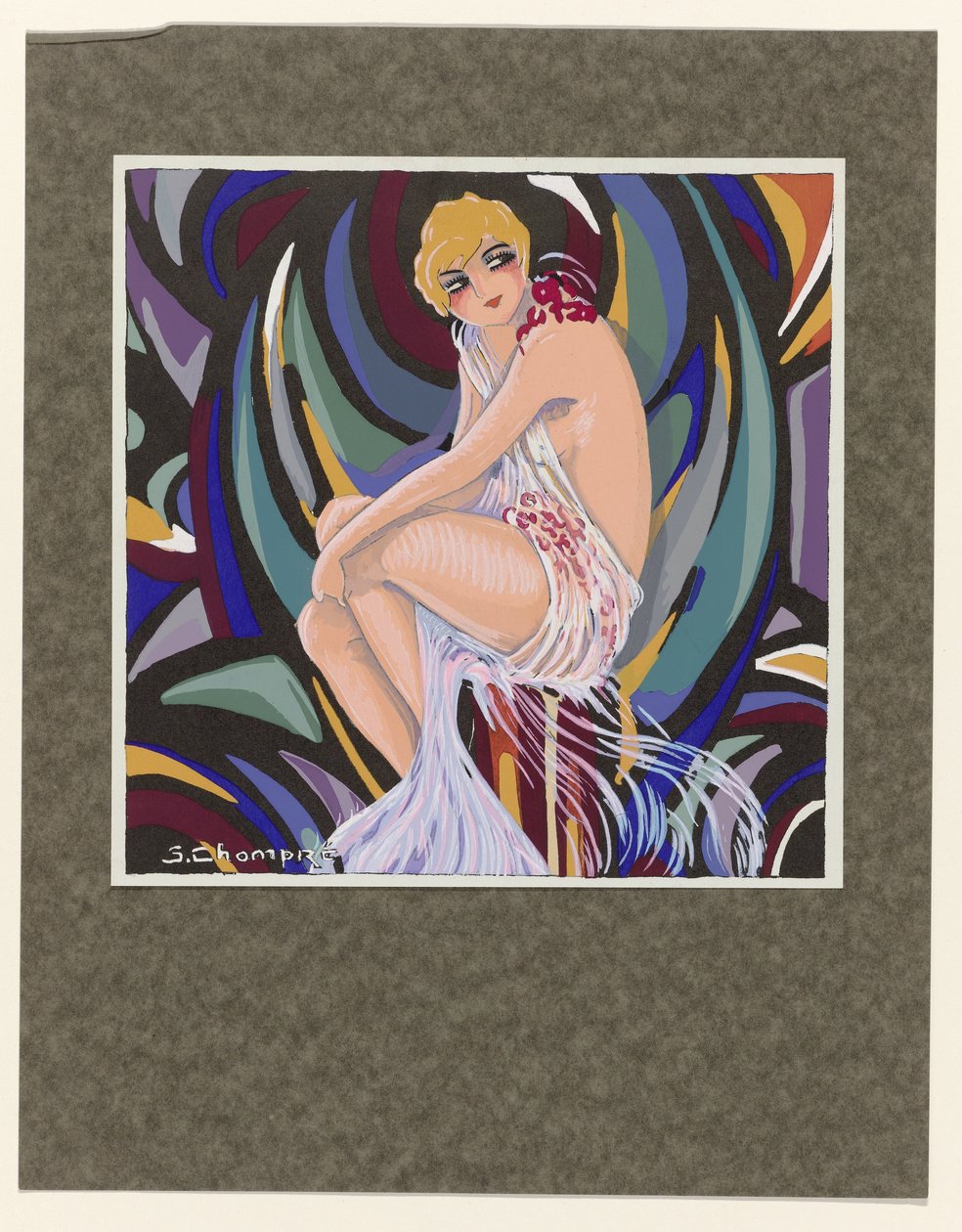 Femmes Modernes, 1926 : Femme assise, avec draperie - S Chompré