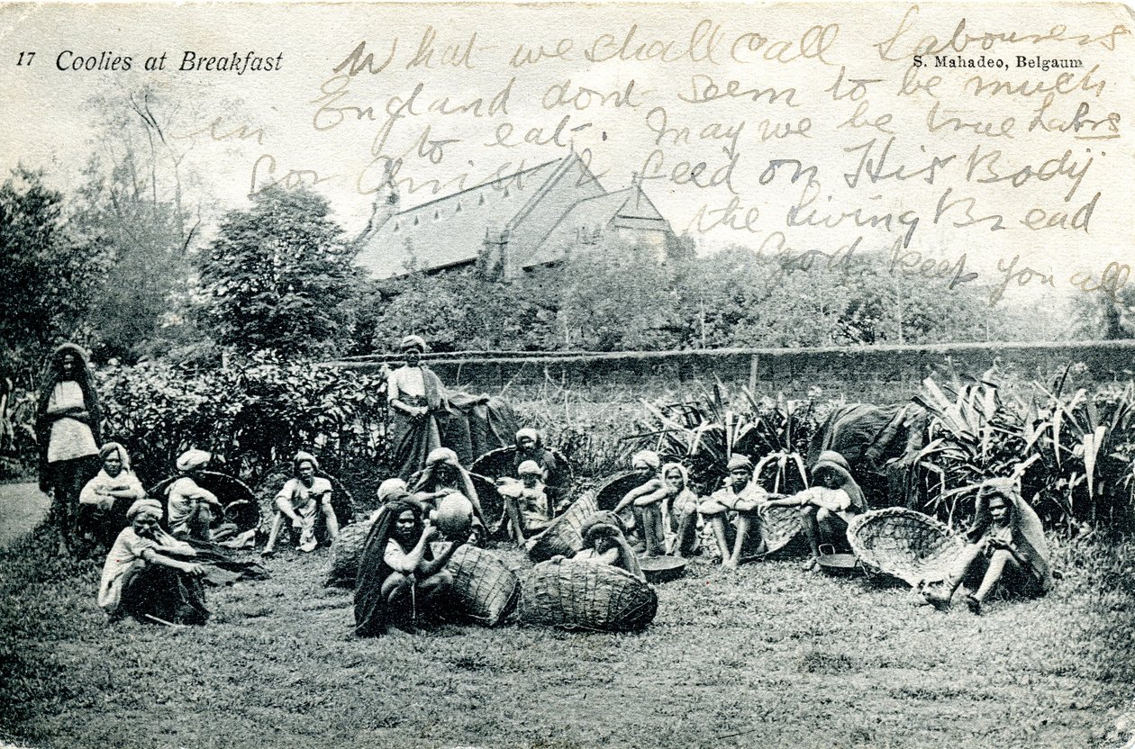 Coolies au petit déjeuner, c. 1908 - S. Mahadeo