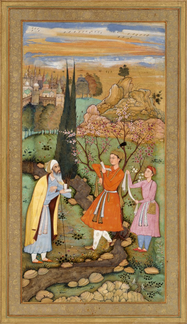 Feuille du Muraqqa Gulshan - Le poète et le prince (recto) Calligraphie (verso) - Salim Quli