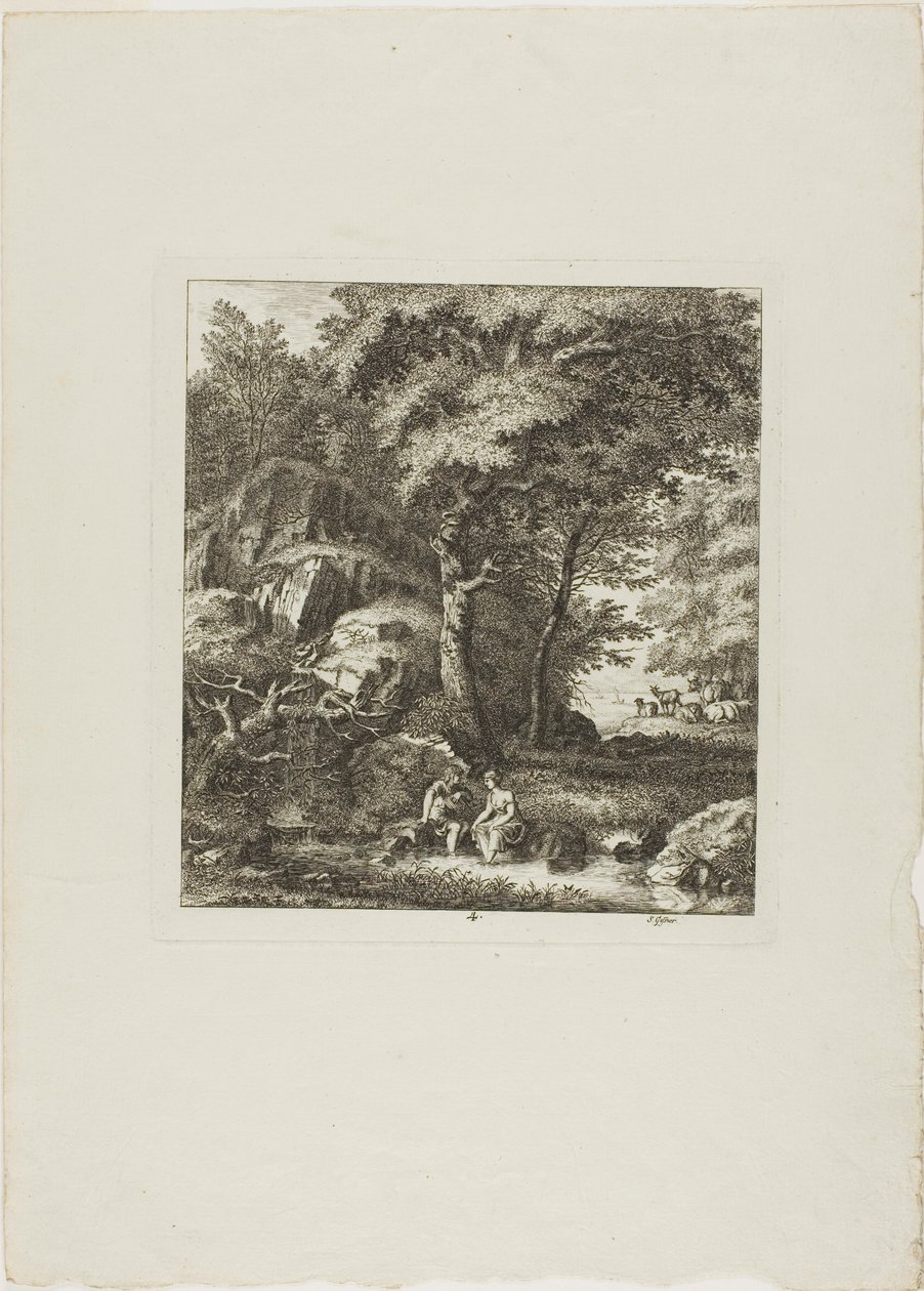 Couple assis dans une clairière - Salomon Gessner