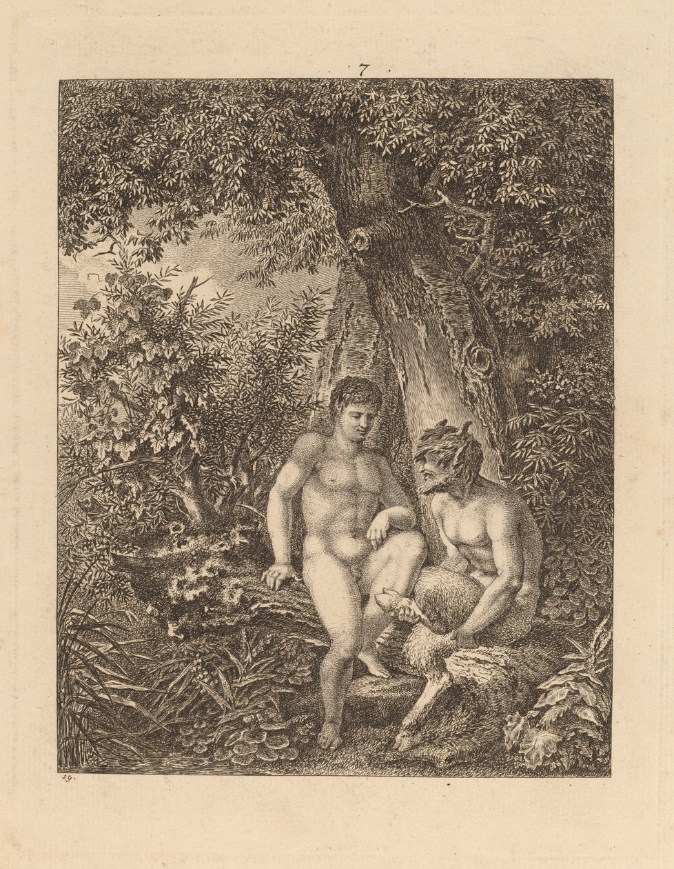 Deux satyres dans une forêt - Salomon Gessner