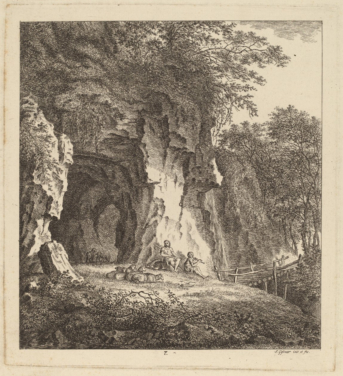 Deux bergers dans un paysage rocheux, 1764 - Salomon Gessner