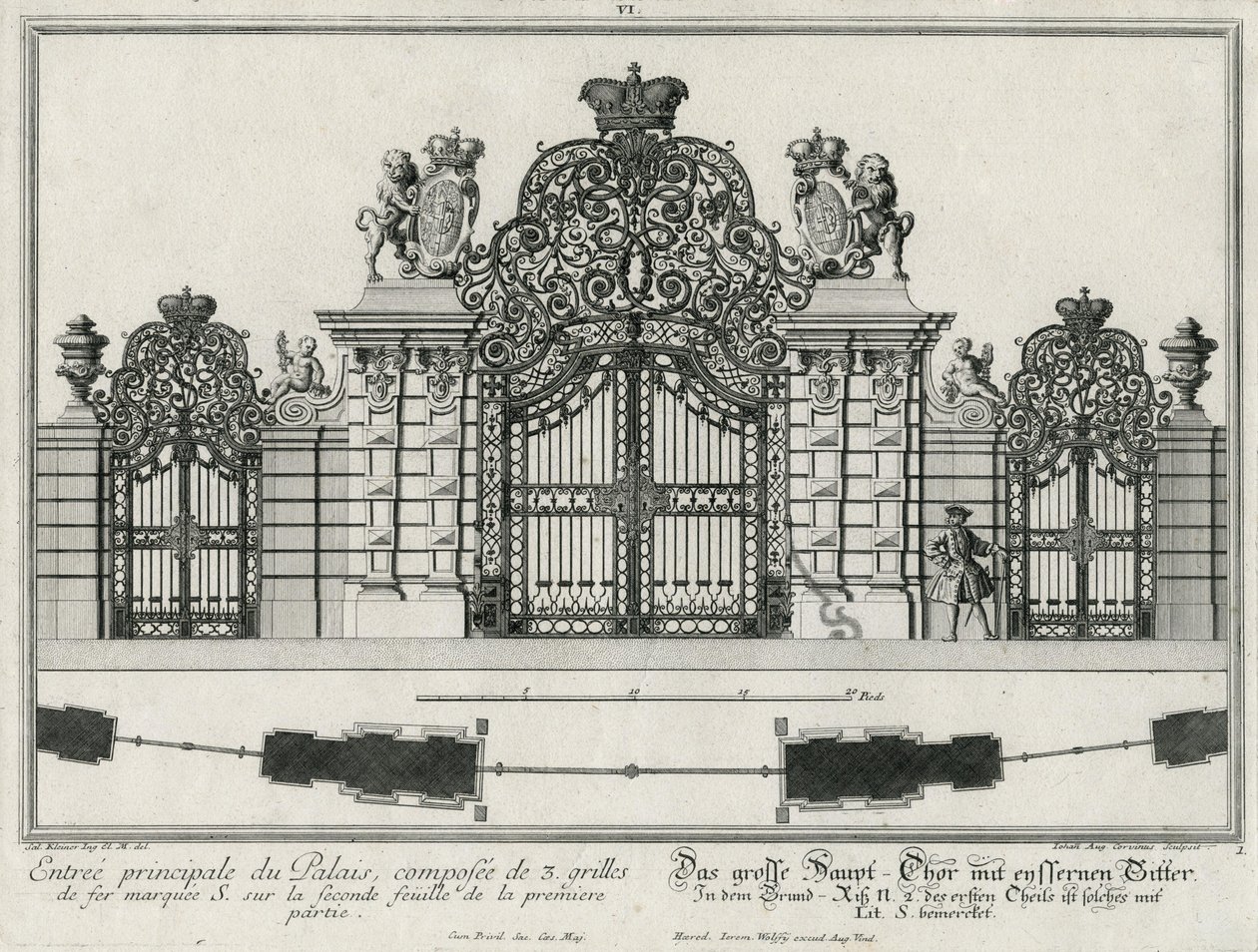 Plan et élévation de la porte d