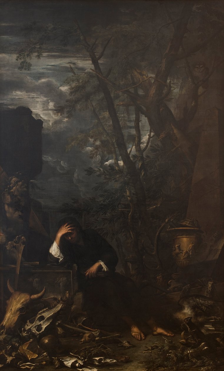 Démocrite en méditation - Salvator Rosa