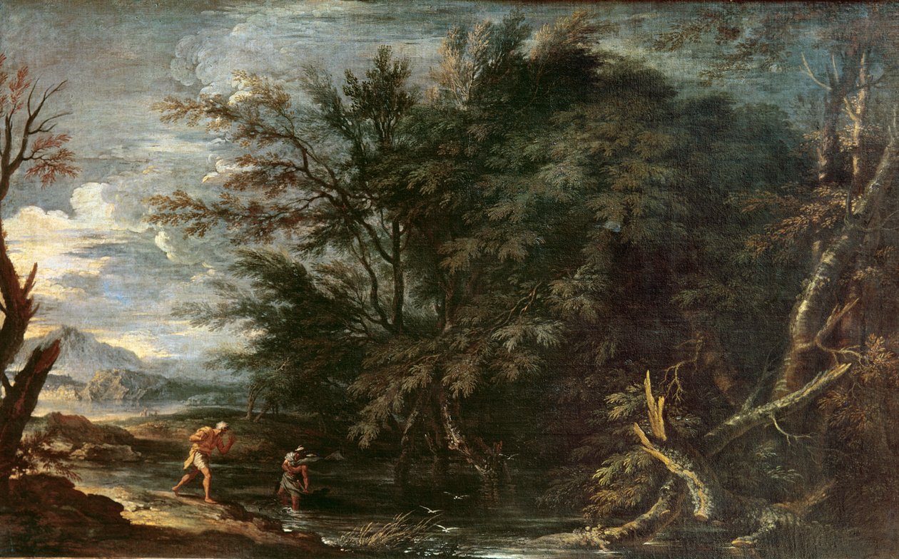 Paysage avec Mercure et le Bûcheron malhonnête, vers 1650 - Salvator Rosa