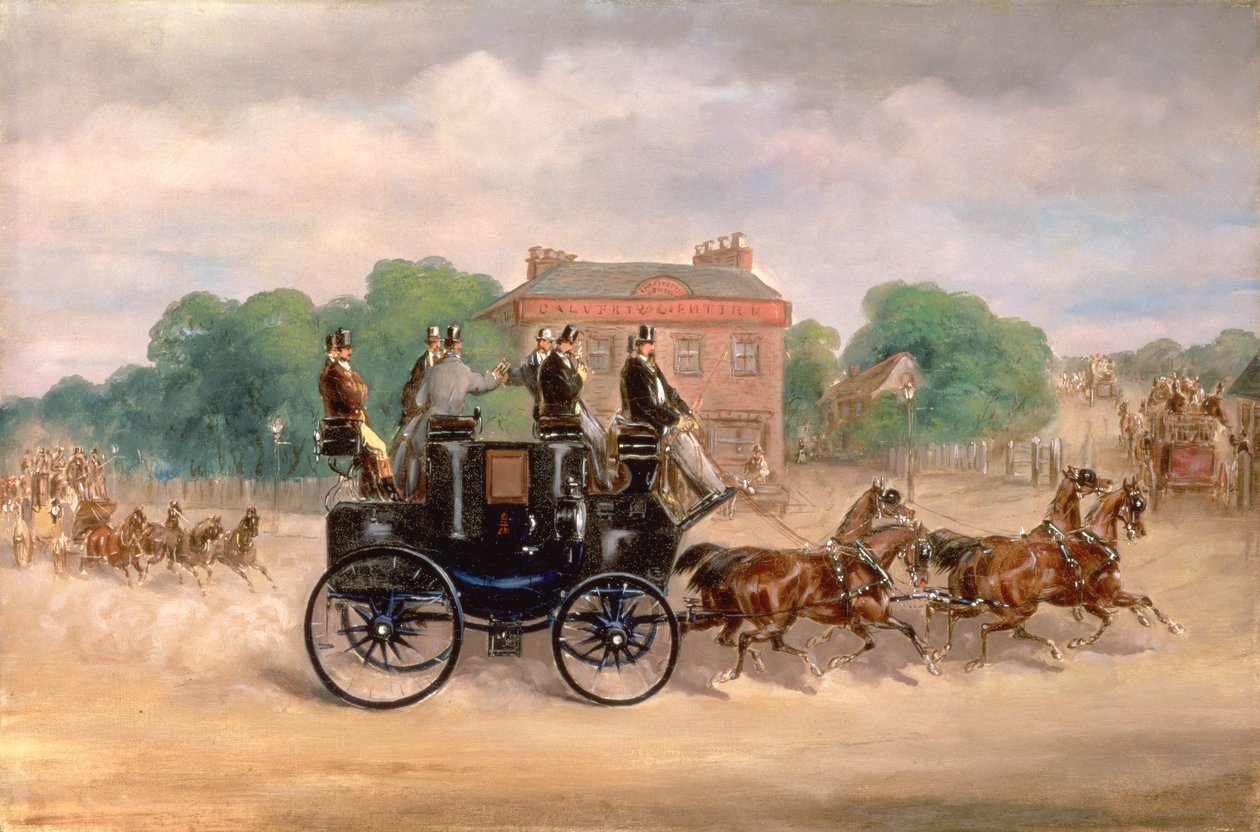 Les attelages du Four-in-Hand Club passant devant la taverne Five Bells, New Cross - Samuel Henry Alken