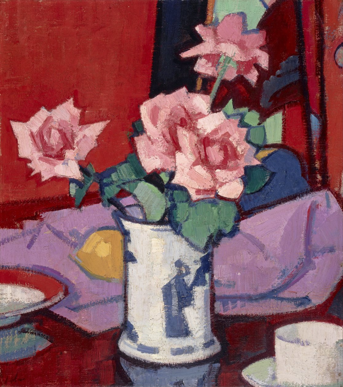 Roses roses, vase chinois - Samuel John Peploe