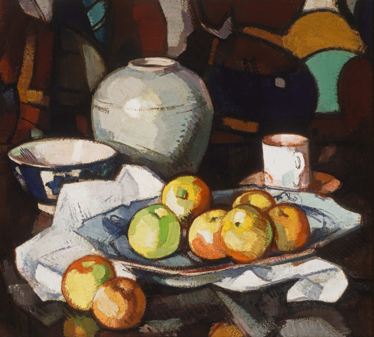 Nature morte : pommes et pot - Samuel John Peploe