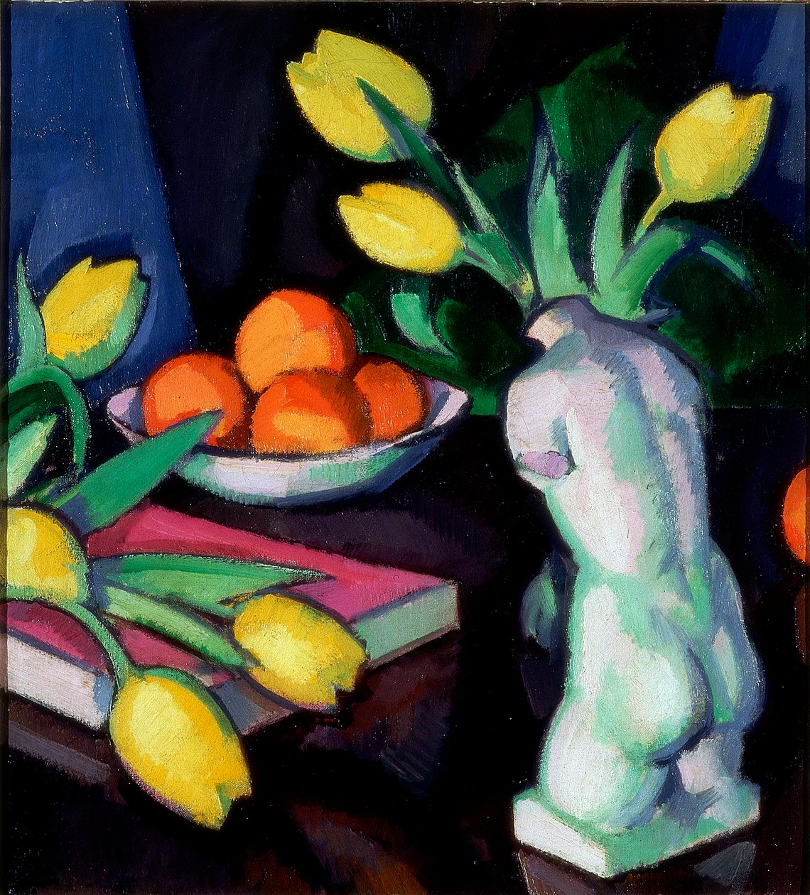 Tulipes jaunes et statuette - Samuel John Peploe
