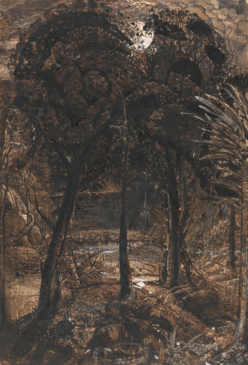 Scène au clair de lune avec une rivière sinueuse - Samuel Palmer