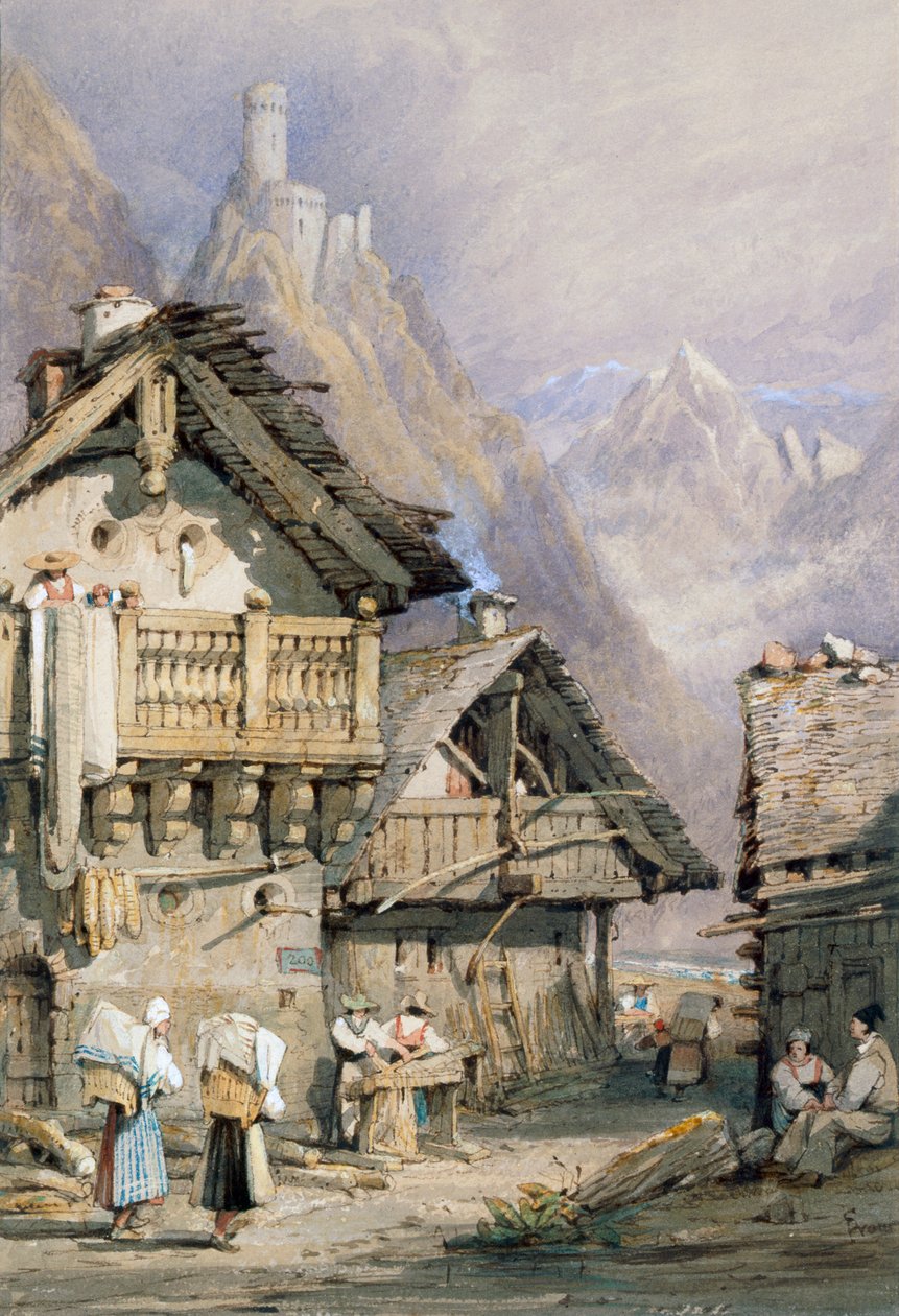 Un village alpin - Samuel Prout