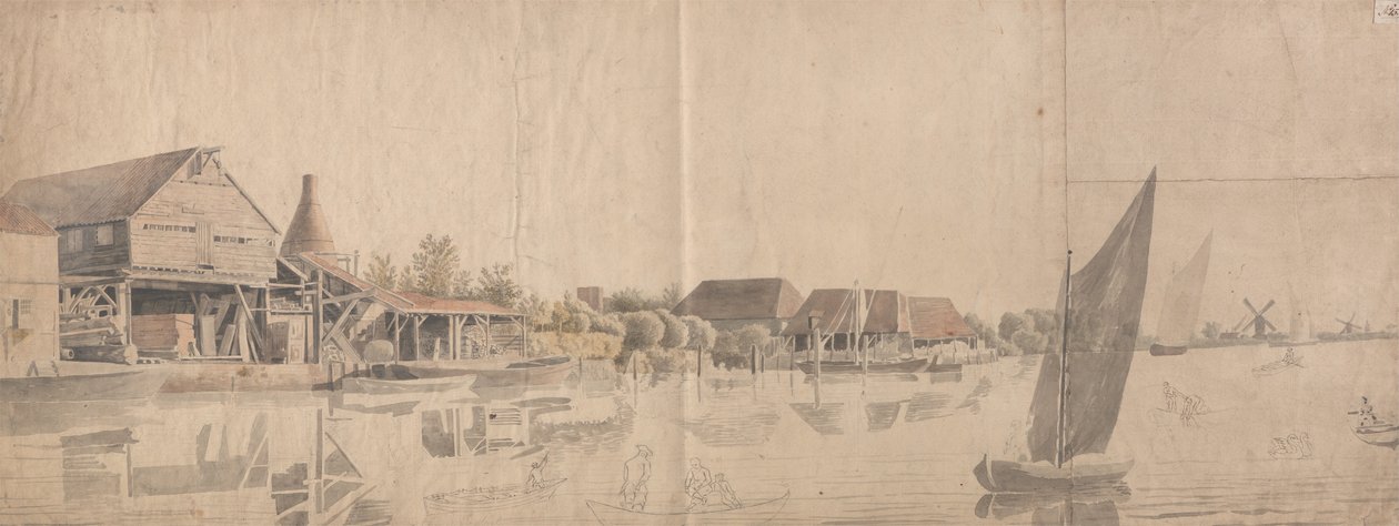 Un chantier de bois sur la Tamise à Nine Elms - Samuel Scott