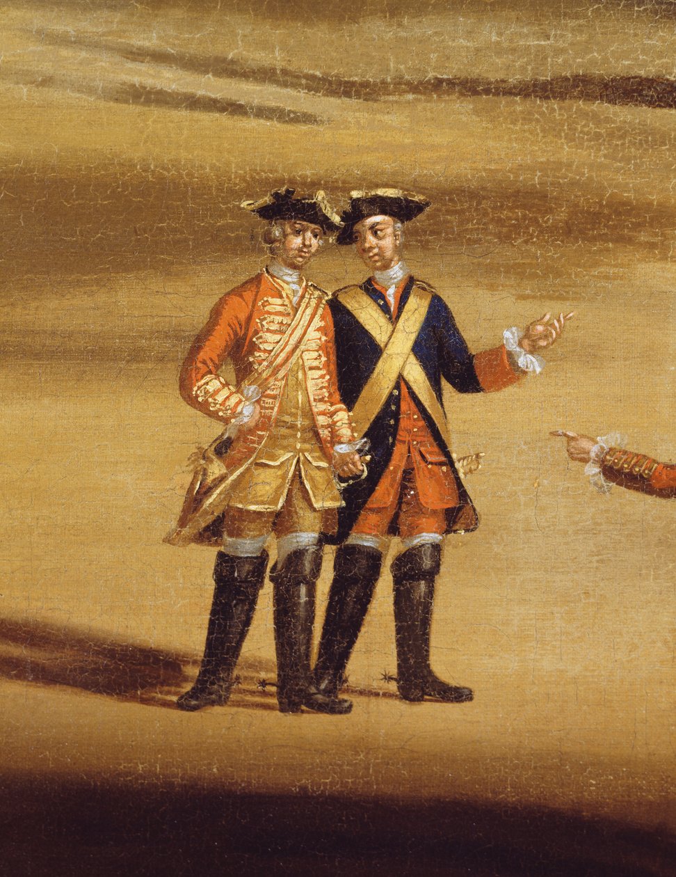Deux officiers en conversation, c.1758 (détail) - Samuel Wale
