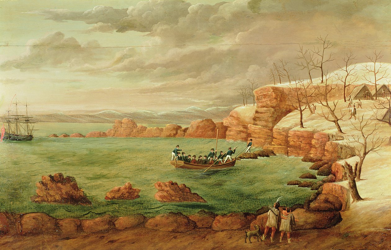 Planche à feu représentant le débarquement des pèlerins - Samuel Bartoll