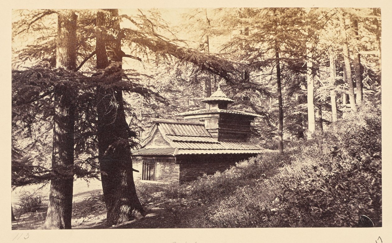 Simla ; Temple près de la cascade - Samuel Bourne