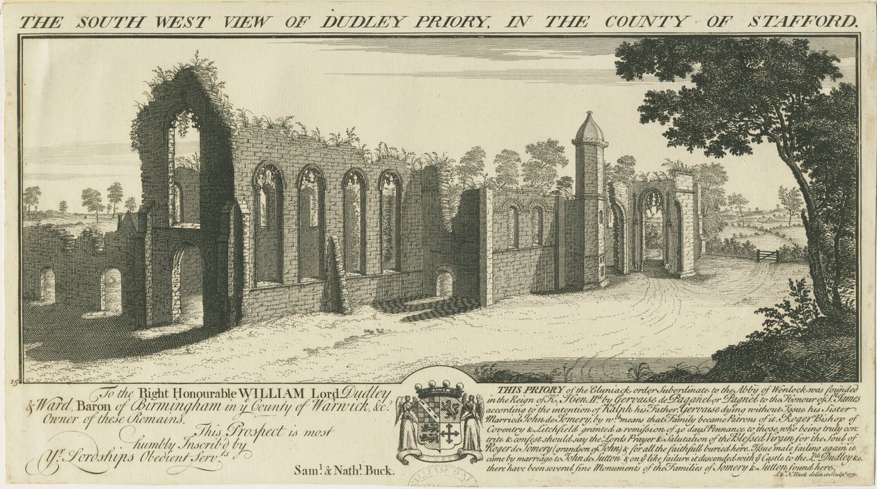 Dudley Priory (gravure) - Samuel Buck