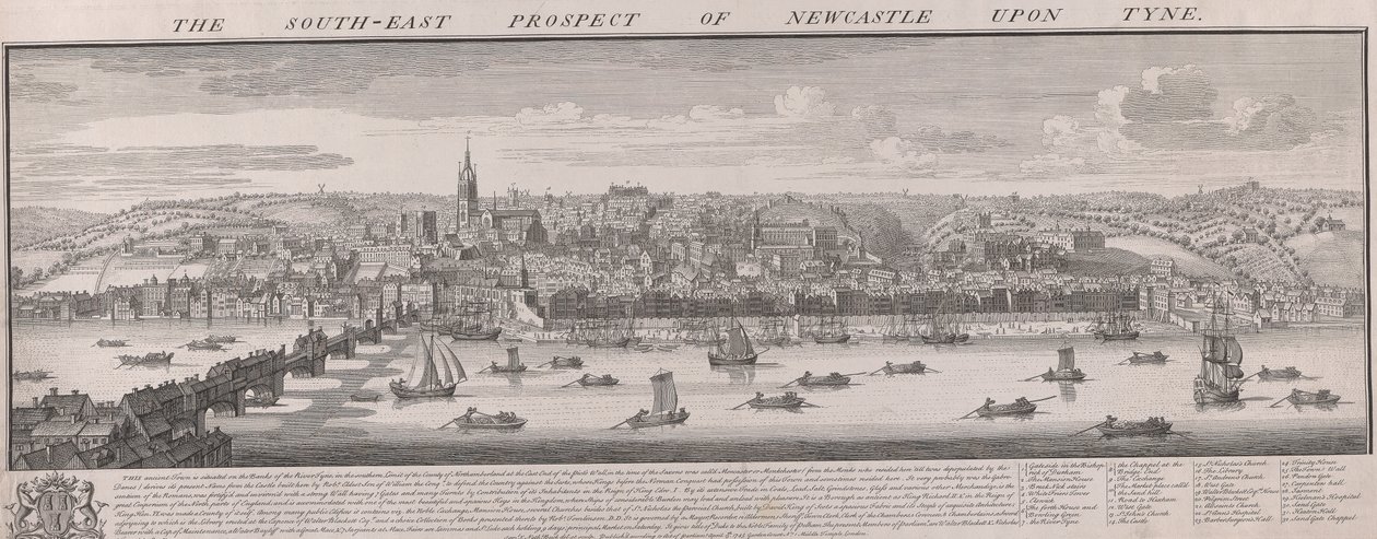 Perspective sud-est de Newcastle - Samuel Buck
