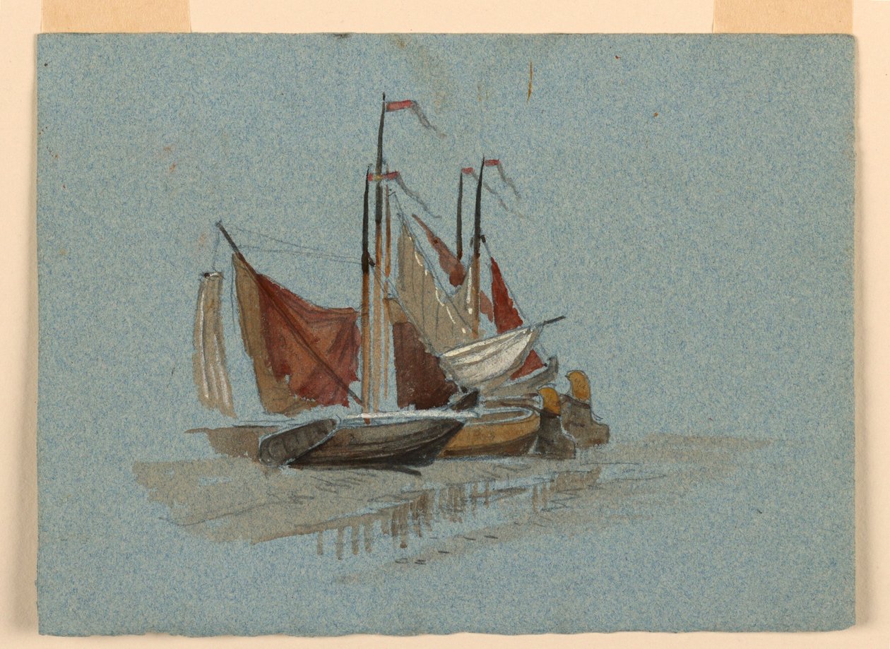Dessin, Esquisses. Bateaux à voile de pêcheurs, 1872 - Samuel Colman