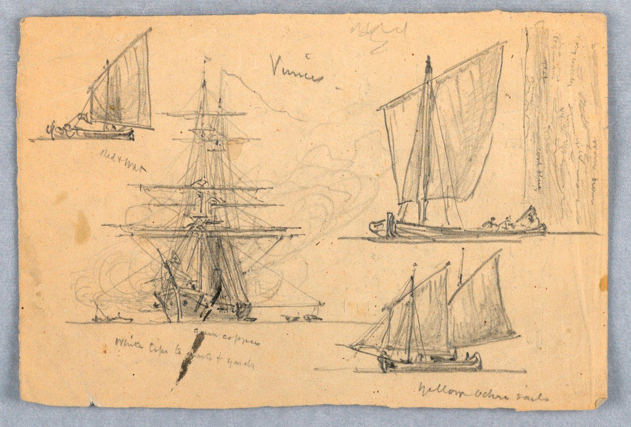 Dessin, Esquisses. Navires, Venise, Italie, octobre 1872 - Samuel Colman