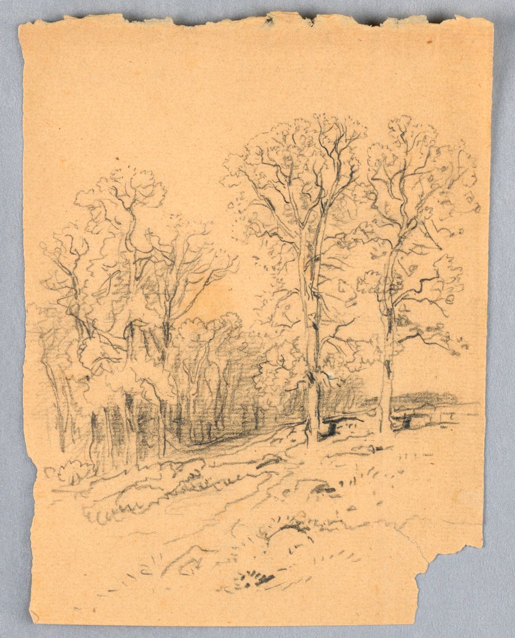 Croquis de paysage avec une route de campagne vallonnée - Samuel Colman
