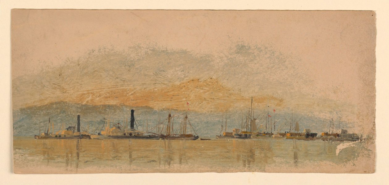 Vapeurs et navires sur une rivière - Samuel Colman