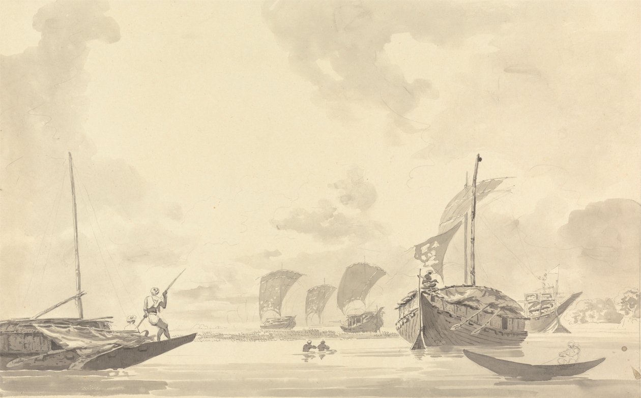 Bateaux sur le fleuve Hoogley [Hooghly] - Samuel Davis