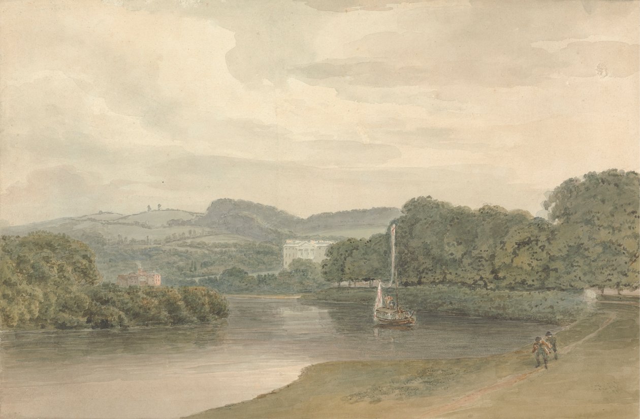 Scène de Rivière avec une Maison de Campagne Non Identifiée - Samuel Davis