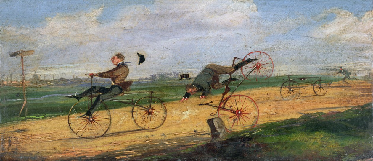 Une course entre vélocipèdes Lallement, 1869 - Samuel Henry Alken