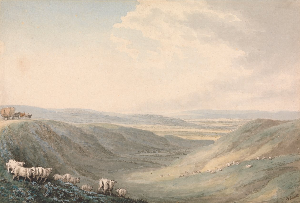 Paysage de vallée avec moutons - Samuel Howitt