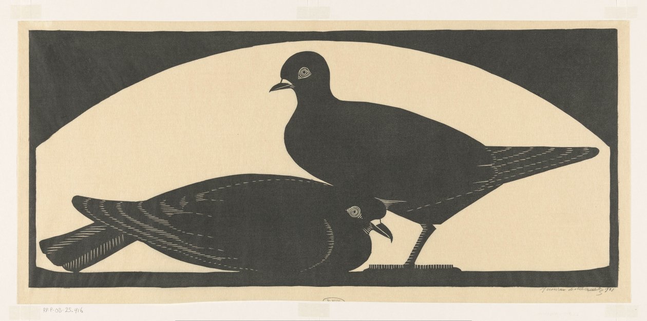 Deux pigeons - Samuel Jessurun de Mesquita (signed by artist)