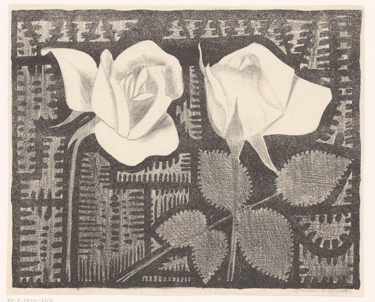 Deux roses - Samuel Jessurun de Mesquita (signed by artist)