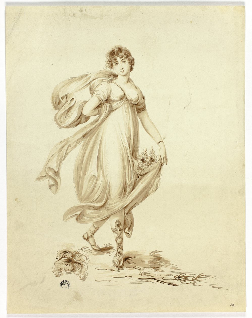 Jeune Femme Portant des Fleurs - Samuel Lane