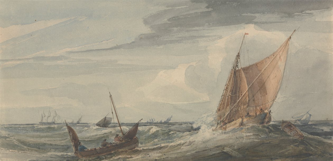 Navires sur une mer orageuse - Samuel Owen