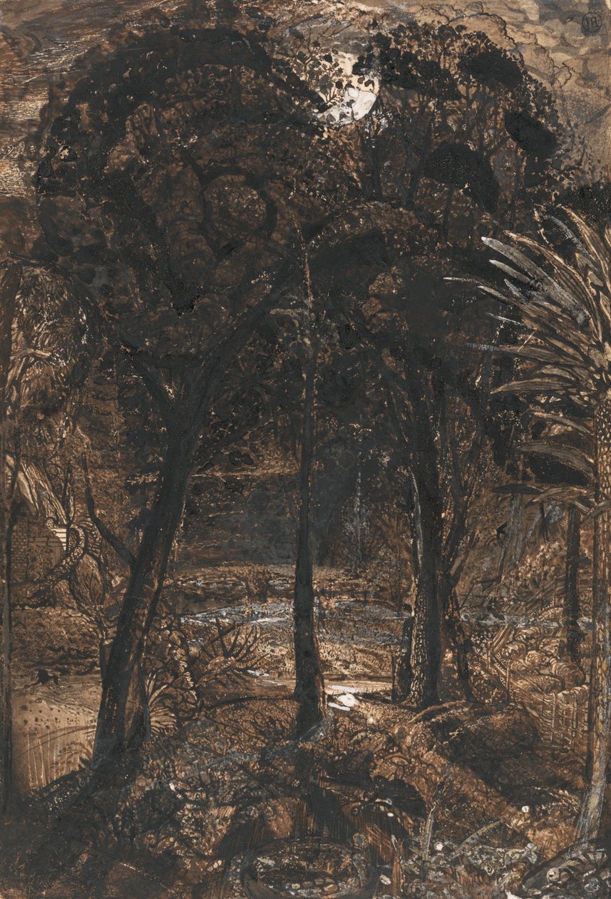 Scène au clair de lune avec une rivière sinueuse - Samuel Palmer