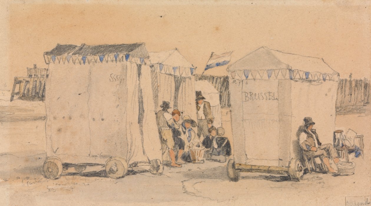 Tentes de bain sur la plage, Ostende - Samuel Prout